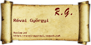 Révai Györgyi névjegykártya